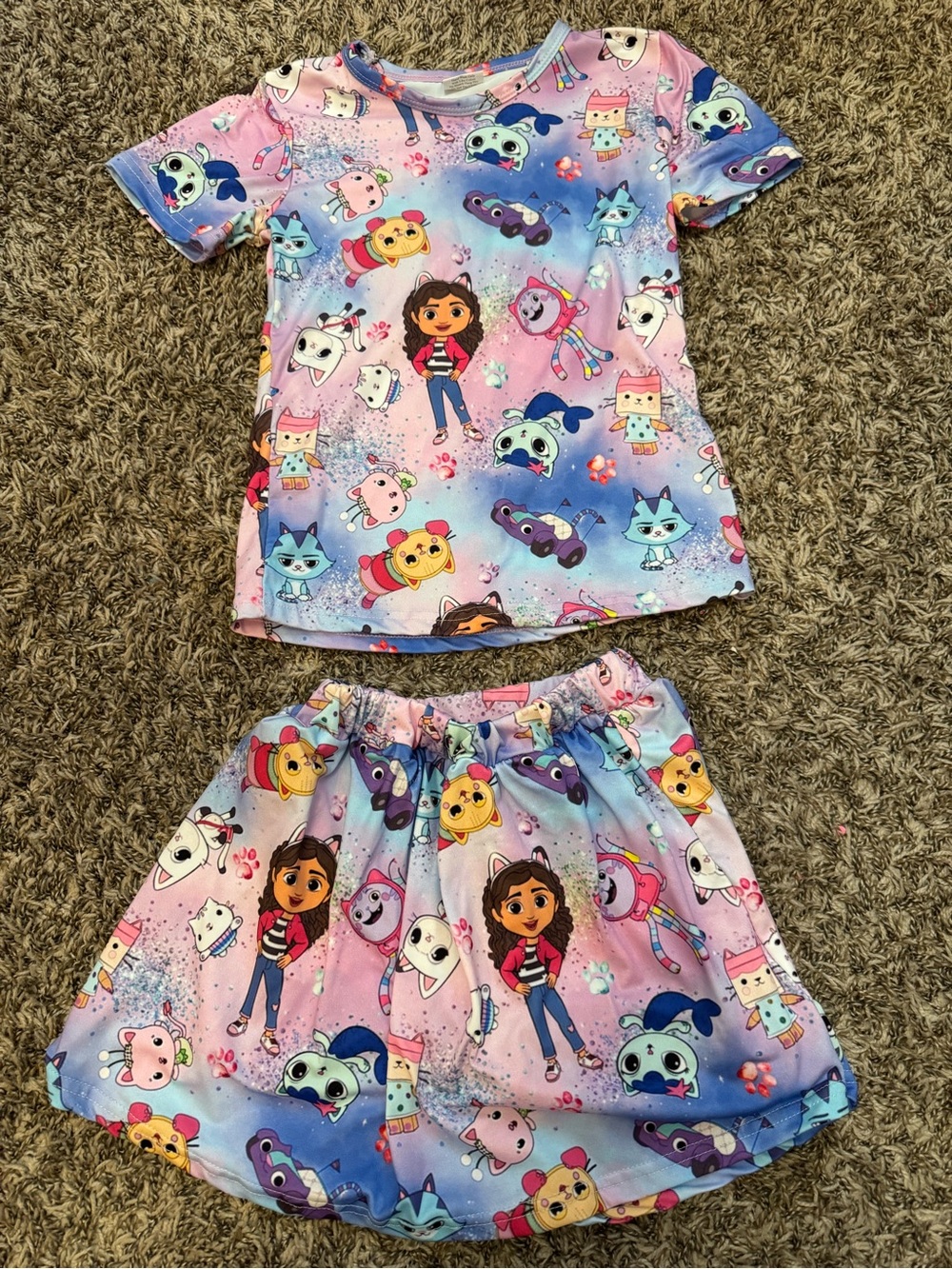Girls Pink & Purple Gabbys Dollhouse Print Matching Set